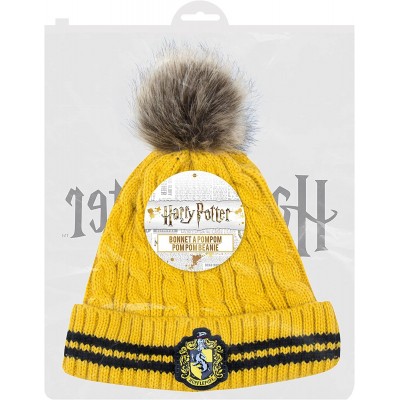 Skullies & Beanies Harry Potter Beanie Hat Knit Cap - Official - Pompom Hufflepuff - CY18CILWCQD $9.27