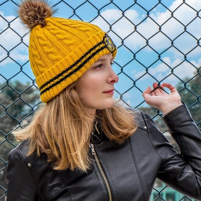 Skullies & Beanies Harry Potter Beanie Hat Knit Cap - Official - Pompom Hufflepuff - CY18CILWCQD $9.27