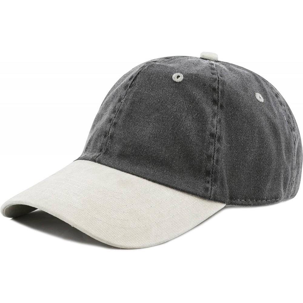 Baseball Caps 100% Cotton Pigment Dyed Low Profile Dad Hat Six Panel Cap - 5. Black Beige - CR12FOXYRPD $9.37