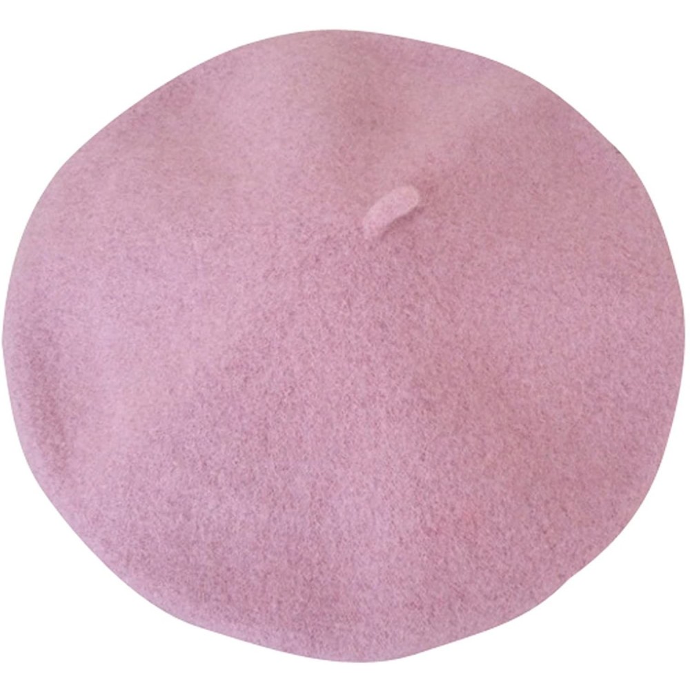 Berets Women Or Men 100% Wool Solid Berets French Beret - Pink - CH187EDZKZE $13.18