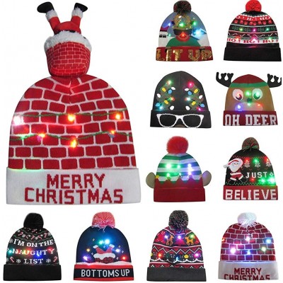 Baseball Caps FarJing Ugly LED Christmas Hat-Unisex Novelty Colorful Light-up Stylish Knitted Sweater Xmas Party Beanie Cap -...