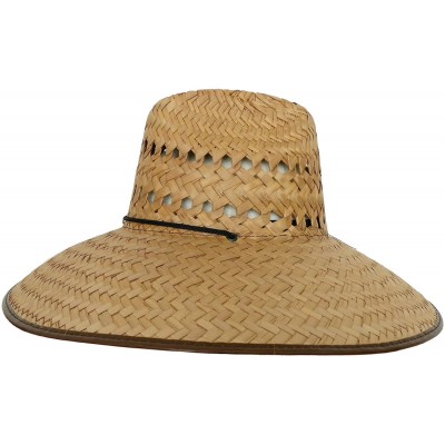 Sun Hats Headchange Wide Brim Lifeguard Hat Mexican Straw Beach Sun Summer Surf Safari - Brown - CX17AA3747Q $27.92