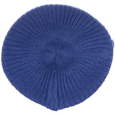 Berets Fall Winter Knit Beanie Beret Hat for Women Soft Knit Lining Many Styles - Denim - CC18U8ZRET6 $11.40