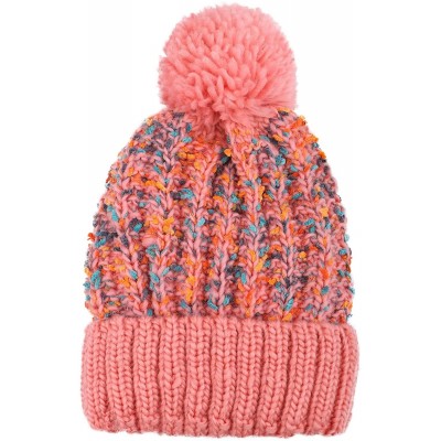 Skullies & Beanies Winter Wonderland Splash Patterned Thick Knit Fleece Lined Snow Beanie Hats - 7969_pink - C51888MCA9S $13.40