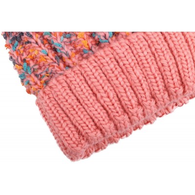 Skullies & Beanies Winter Wonderland Splash Patterned Thick Knit Fleece Lined Snow Beanie Hats - 7969_pink - C51888MCA9S $13.40