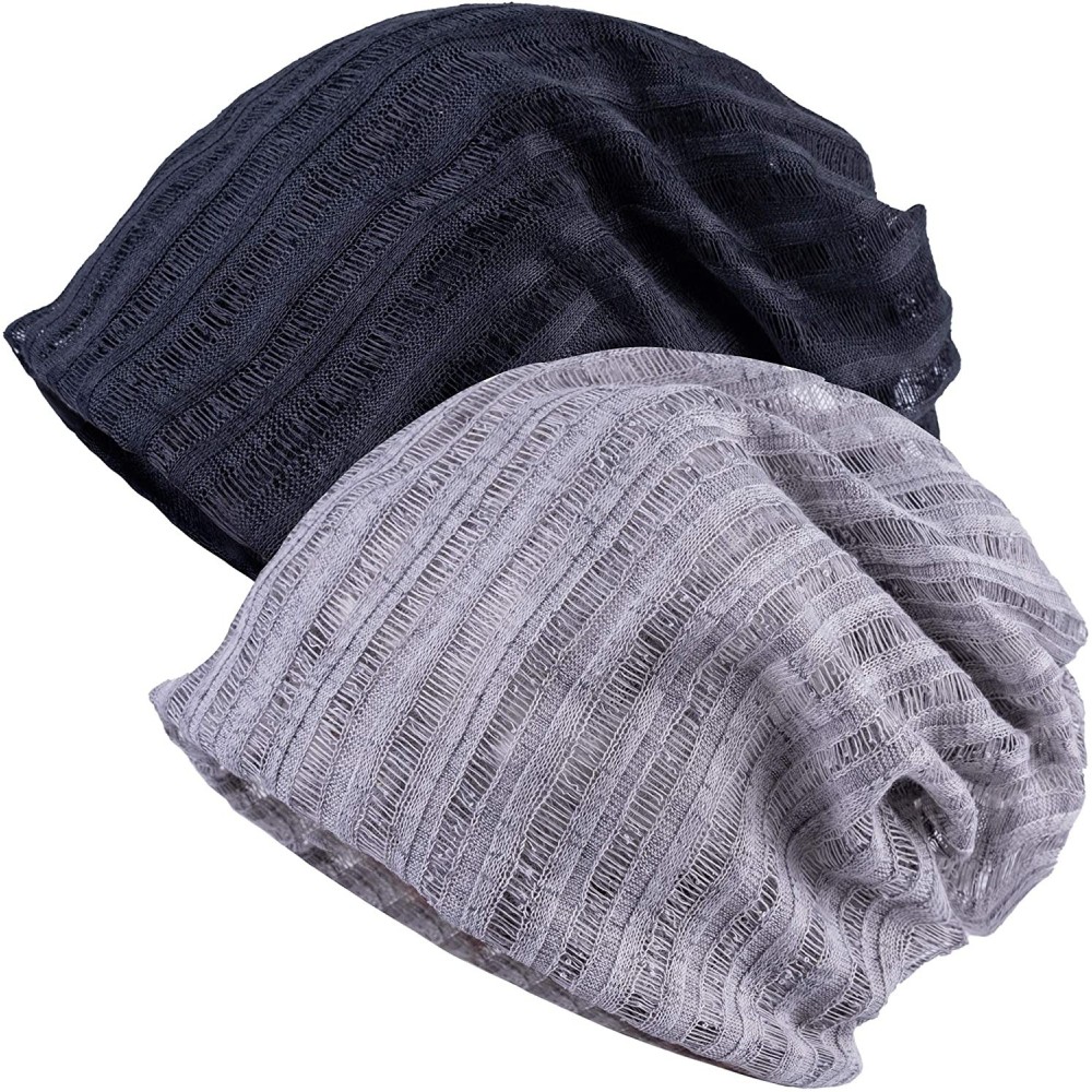 Skullies & Beanies Women's Chemo Hat Beanie Scarf Liner for Turban Hat Headwear for Cancer - 2 Pack Black & Gray - CT18WNY57C...