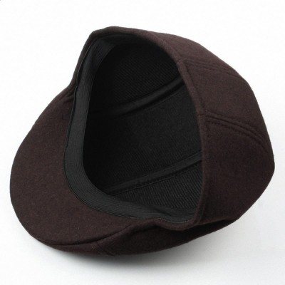 Newsboy Caps Newsboy Hats for Men-Plain Stripe Beret Cabbie Driving Gatsby Flat Cap - Style 3 Coffee(woolen) - CP12MABGFQU $1...