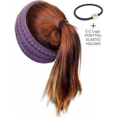 Headbands Stretch Ribbed Ear Warmer Head Band with Ponytail Holder (HW-21) (HW-817) (HW-826) - Mauve - CK18SDLKQXS $11.94