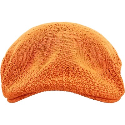 Newsboy Caps Classic Mesh Newsboy Ivy Cap Hat - Orange - C211JYQLNLX $7.68