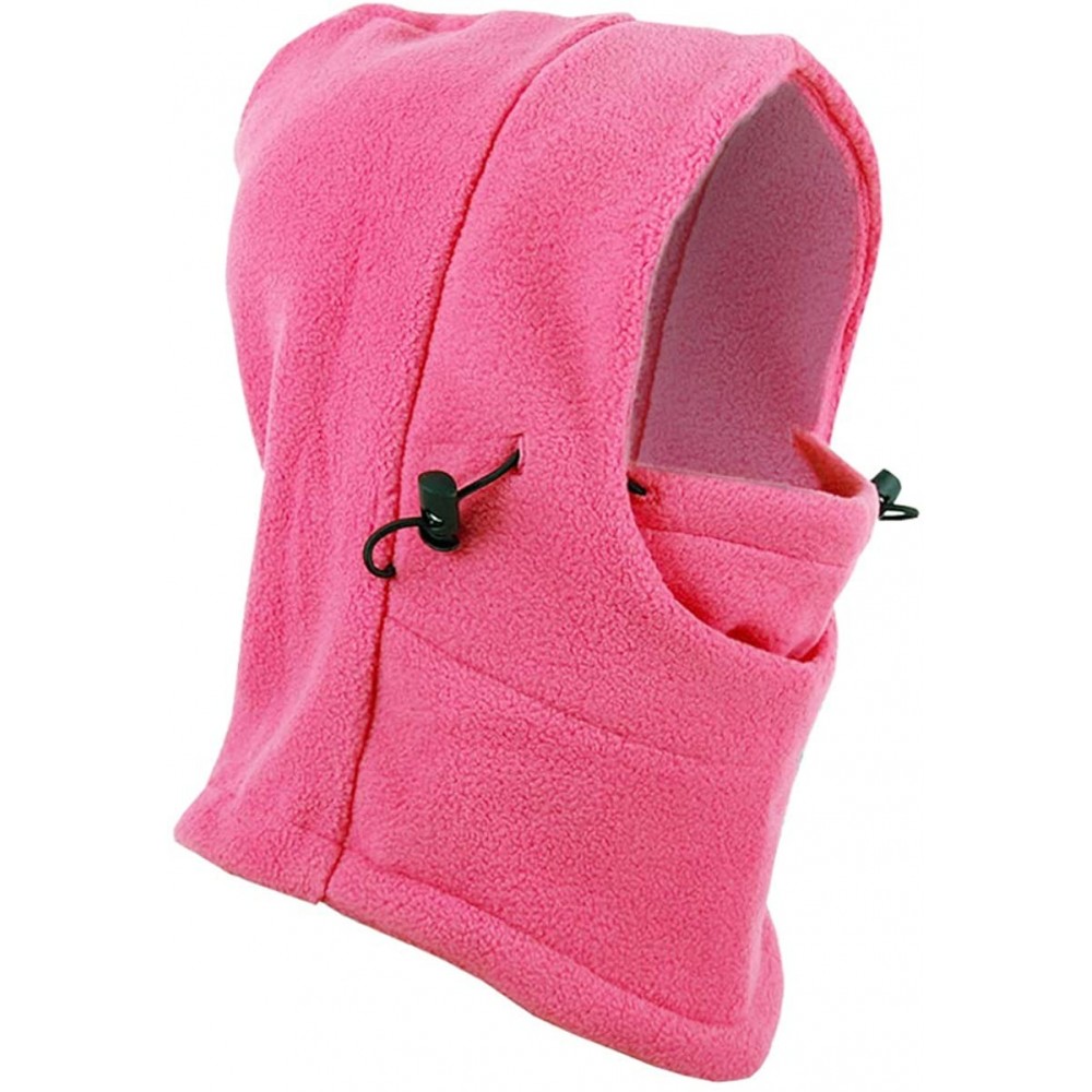 Balaclavas Parent Child Winter Double Layer Fleece Balaclava Adjustable Ski Mask Hood - Pink - Adult - C918ZE6EN30 $11.91