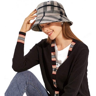 Bucket Hats Plaid Tartan Bucket Hats for Women Vintage Rollable Fisherman Sun Cap - F-black - CJ18YDARQ07 $13.73