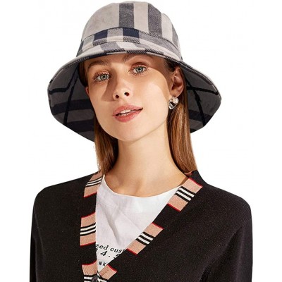 Bucket Hats Plaid Tartan Bucket Hats for Women Vintage Rollable Fisherman Sun Cap - F-black - CJ18YDARQ07 $13.73