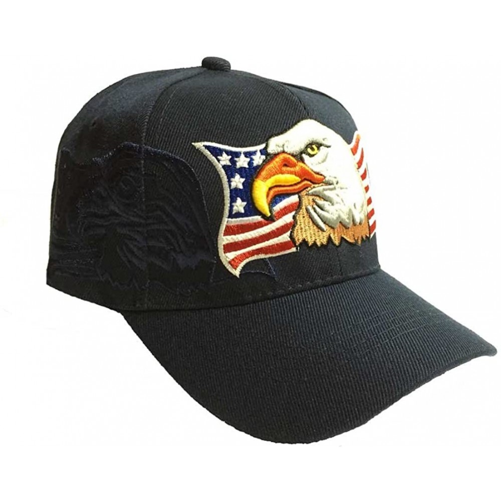 Baseball Caps Patriotic USA American Flag Print Baseball Cap Embroidered - Navy Blue - CD11WDGCQ85 $15.61