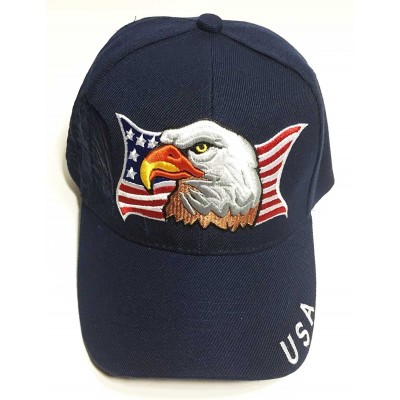 Baseball Caps Patriotic USA American Flag Print Baseball Cap Embroidered - Navy Blue - CD11WDGCQ85 $15.61