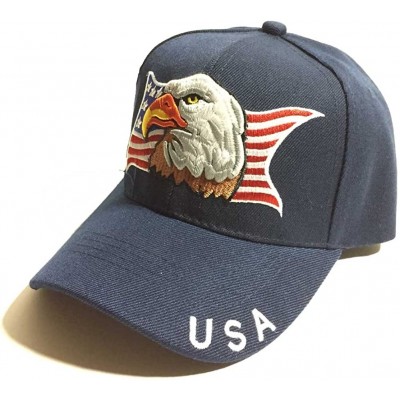 Baseball Caps Patriotic USA American Flag Print Baseball Cap Embroidered - Navy Blue - CD11WDGCQ85 $15.61