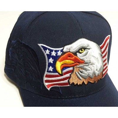 Baseball Caps Patriotic USA American Flag Print Baseball Cap Embroidered - Navy Blue - CD11WDGCQ85 $15.61