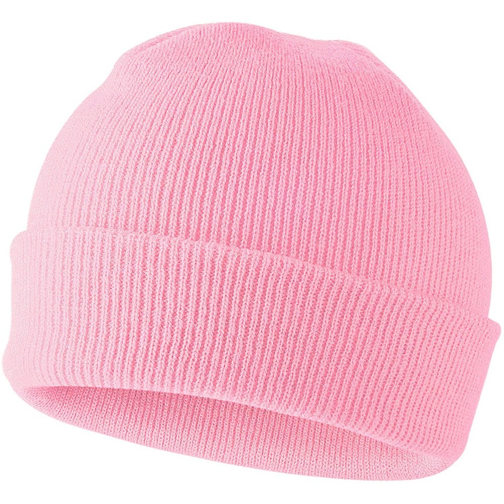 Skullies & Beanies 50% Wool Short Knit Fisherman Beanie for Men Women Winter Cuffed Hats - 5-pink - CH18Z34N879 $10.01