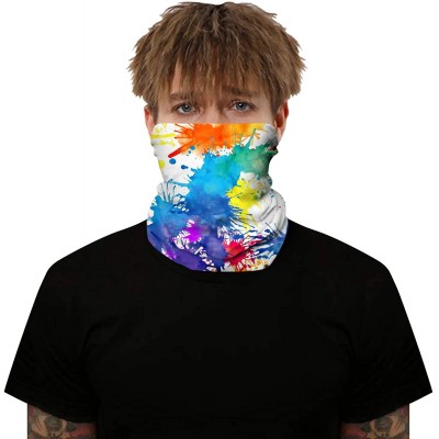 Balaclavas Rave Bandana for Men Women Neck Gaiter Scarf Dust Wind Balaclava Headwear - White Paint - CP197SMUC3Q $14.07