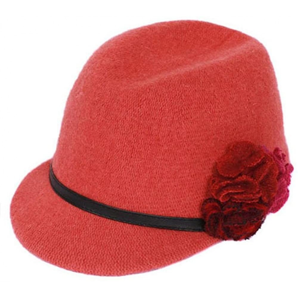 Fedoras Winter Cap with Flower Band - Rust - CJ11OZ659CV $16.51