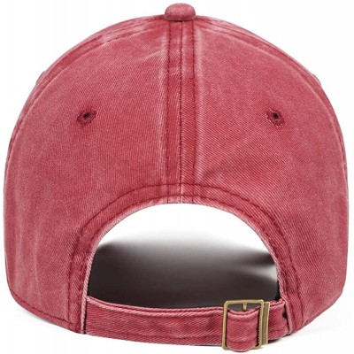 Baseball Caps Unisex Womens Men Cute Denim Baseball Hat Adjustable Mesh Captain Flat Caps - Red-96 - C718TDUME8H $13.43