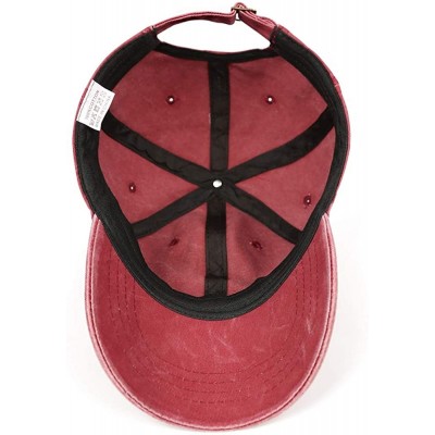 Baseball Caps Unisex Womens Men Cute Denim Baseball Hat Adjustable Mesh Captain Flat Caps - Red-96 - C718TDUME8H $13.43