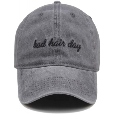 Baseball Caps Men & Women's Washed Cotton Baseball Caps Adjustable Plain Dad Hat - Grey & Letters - CL183NQZU2M $11.58