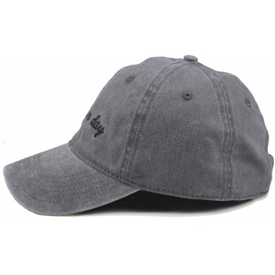 Baseball Caps Men & Women's Washed Cotton Baseball Caps Adjustable Plain Dad Hat - Grey & Letters - CL183NQZU2M $11.58