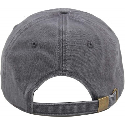 Baseball Caps Men & Women's Washed Cotton Baseball Caps Adjustable Plain Dad Hat - Grey & Letters - CL183NQZU2M $11.58