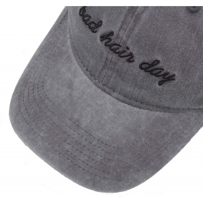 Baseball Caps Men & Women's Washed Cotton Baseball Caps Adjustable Plain Dad Hat - Grey & Letters - CL183NQZU2M $11.58