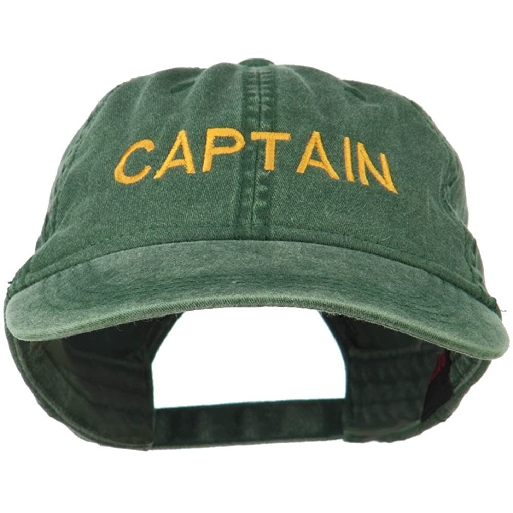 Baseball Caps Captain Embroidered Low Profile Washed Cap - Olive Green - CC11MJ3ULYN $21.89