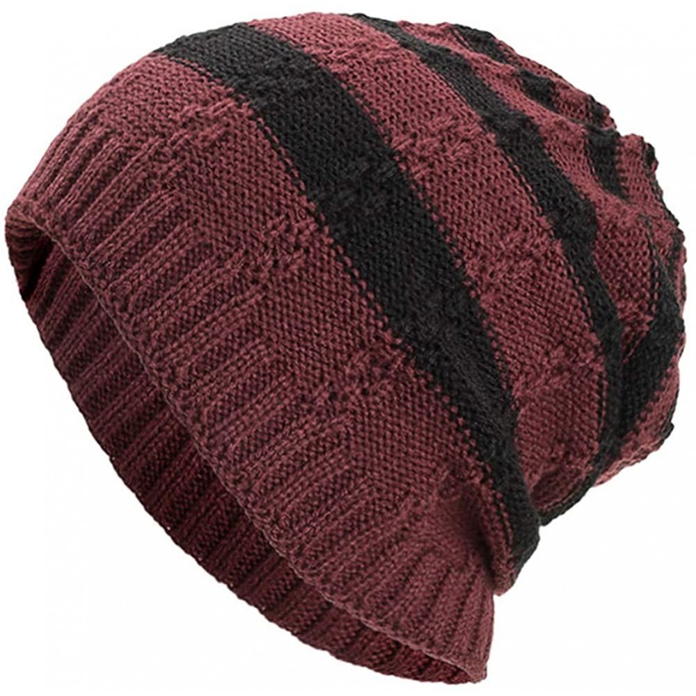 Skullies & Beanies Warm Oversized Chunky Soft Oversized Cable Knit Slouchy Beanie Winter Warm Knit Hat Skull Cap - Wine 5 - C...