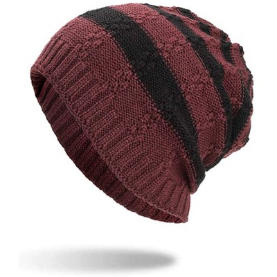 Skullies & Beanies Warm Oversized Chunky Soft Oversized Cable Knit Slouchy Beanie Winter Warm Knit Hat Skull Cap - Wine 5 - C...