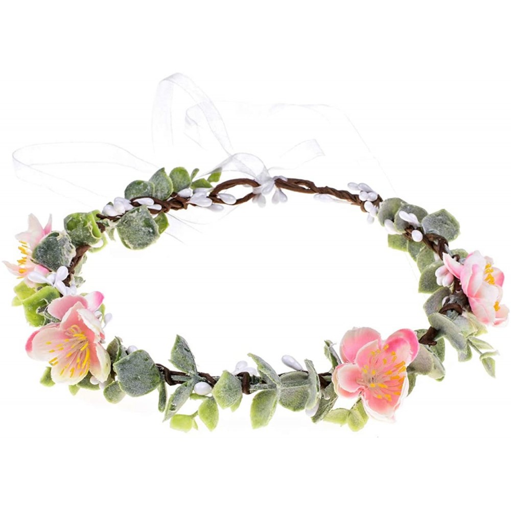 Headbands Christmas Wedding Flower Crown Boho Bridal Flower Wreath Babies Breath Hair Crown Headpiece - Pink - CM18K2IY48I $7.42