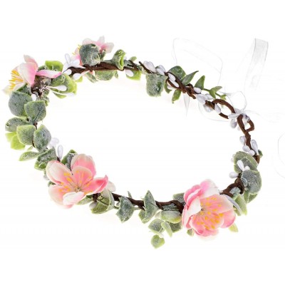 Headbands Christmas Wedding Flower Crown Boho Bridal Flower Wreath Babies Breath Hair Crown Headpiece - Pink - CM18K2IY48I $7.42