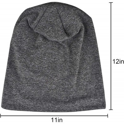 Skullies & Beanies Slouchy Beanie for Men/Women 2-Pack Baggy Skull Cap Summer Winter Knit Hat - Black & Gray (Thick) - CC18XX...