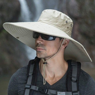 Sun Hats Super Wide Brim Men Fishing Sun Hats- Sports Outdoor Travel Women Bucket Cap- Golf Cycling Safari Boonie Hat - CZ18S...