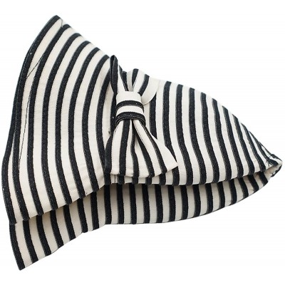 Sun Hats Women Beach Sun Hat Lightweight Cotton Stripe Hat with Inner String - Black - CI18GQ0GKHG $9.97