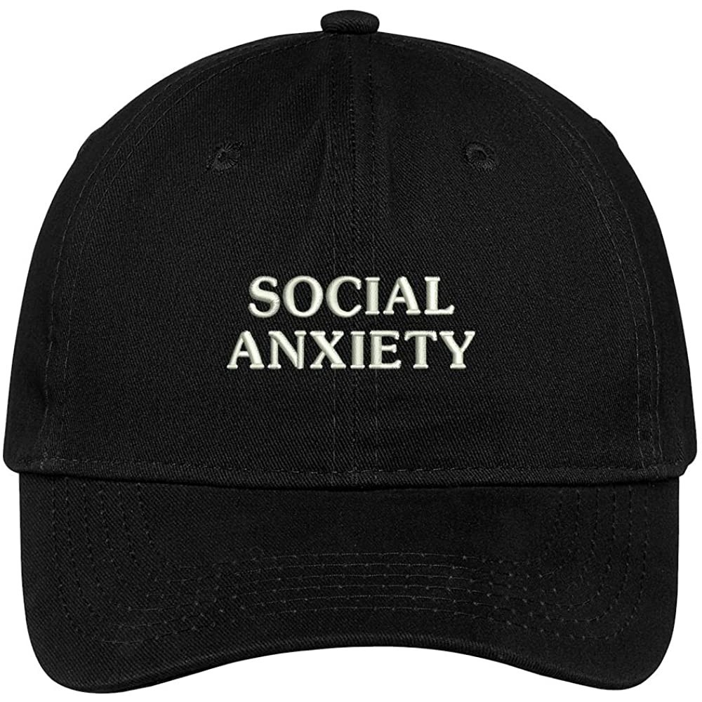 Baseball Caps Social Anxiety Embroidered Cap Premium Cotton Dad Hat - Black - CP1824ZM9AE $14.72