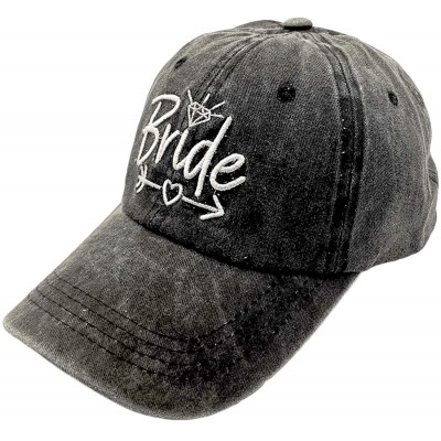 Baseball Caps Women's Bride Hat Embroidered Distressed Tribe Baseball Cap for Wedding Party - Bride - Black - CV18T58YGUM $12.59