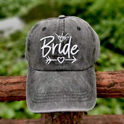 Baseball Caps Women's Bride Hat Embroidered Distressed Tribe Baseball Cap for Wedding Party - Bride - Black - CV18T58YGUM $12.59