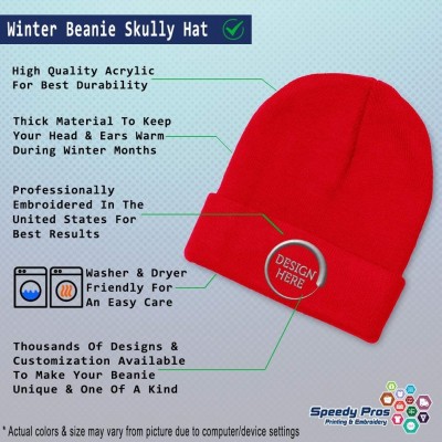 Skullies & Beanies Custom Beanie for Men & Women Sport Ice Fishing Jig Embroidery Skull Cap Hat - Red - CN18ZS3TY2R $17.65