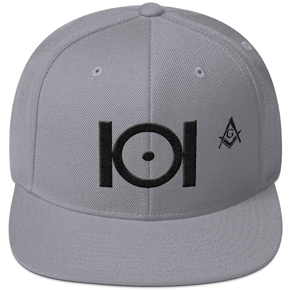 Baseball Caps Masonic Snapback Hat 3D Puff Embroidery Black Thread - Silver - CA18D2G3IW8 $32.41