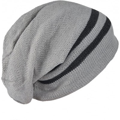 Skullies & Beanies Slouchy Beanie for Men Winter Summer Skull Cap Oversize Knit Hat - B318-light Grey - C012MYDSL1T $11.15