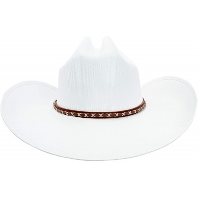 Cowboy Hats Classic Cattleman Straw Cowboy Hat Western Style Pinch Front Canvas Cowboy Cowgirl Hat - Canvas White - CM18QT4EK...