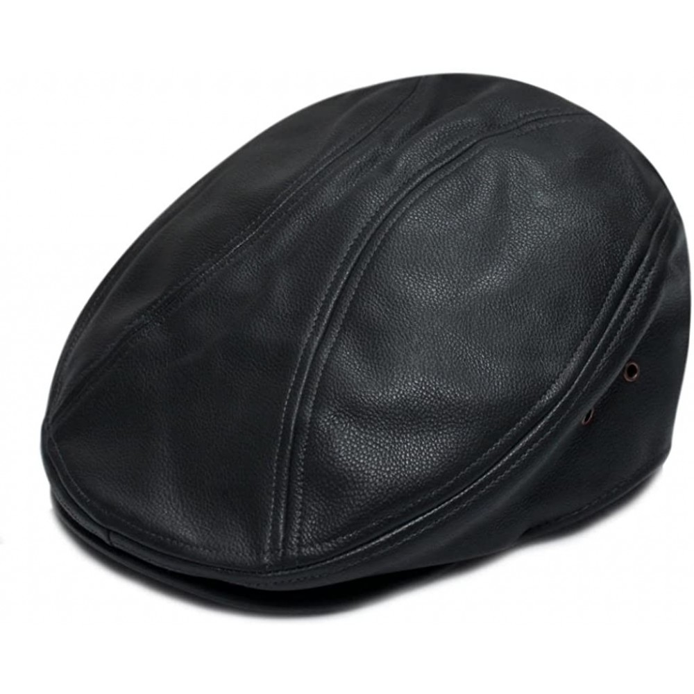 Newsboy Caps Pml1200 Pamoa Faux Leather Escot Ivy Cap - Dark Grey - CE11H5QOF7D $18.90