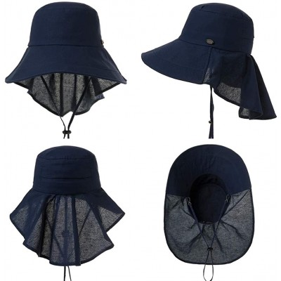 Sun Hats Fishing Bucket Hat for Women Foldable Packable Ladies Hunting Wide Brim - 00020_navy Blue - CK18SSNC8KC $13.86