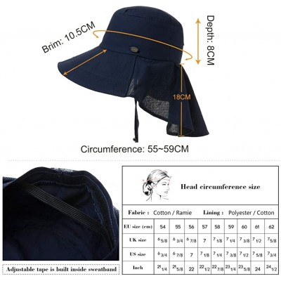 Sun Hats Fishing Bucket Hat for Women Foldable Packable Ladies Hunting Wide Brim - 00020_navy Blue - CK18SSNC8KC $13.86