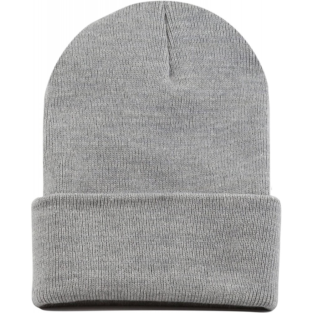 Skullies & Beanies Cuff Beanie Cap/Made in USA Knit Skull Long Beanie Plain Ski Hat - Grey - CQ12I1ZA0OH $8.00