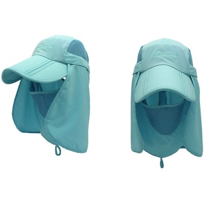 Sun Hats Neck Face Flap Outdoor Cap UV Protection Sun Hats Fishing Hat Quick-Drying UPF50+ - Blue - CU17Z3U4OXQ $11.88