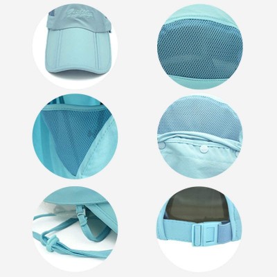 Sun Hats Neck Face Flap Outdoor Cap UV Protection Sun Hats Fishing Hat Quick-Drying UPF50+ - Blue - CU17Z3U4OXQ $11.88